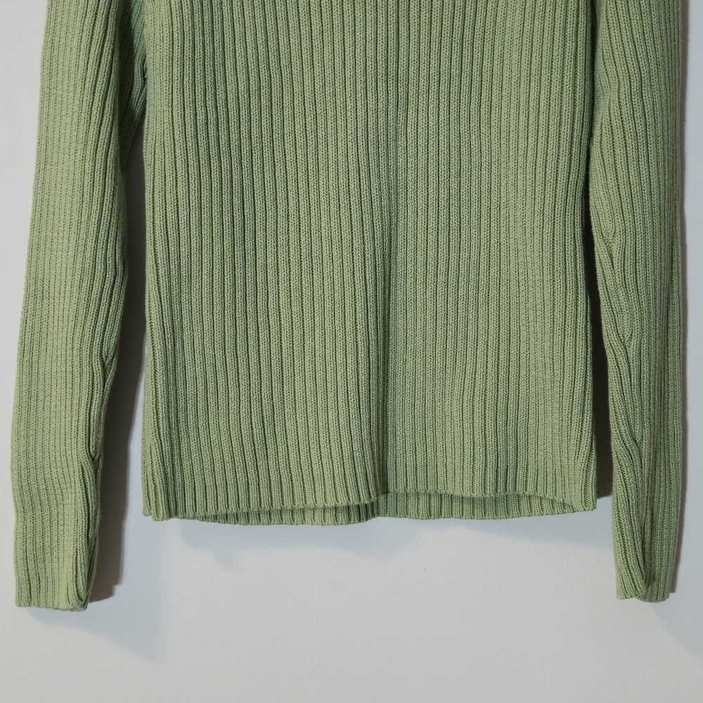 Reitmans XL Sage Green 100% Cotton Asymmetrical Zip Ribbed Sweater - Picture 3 of 12